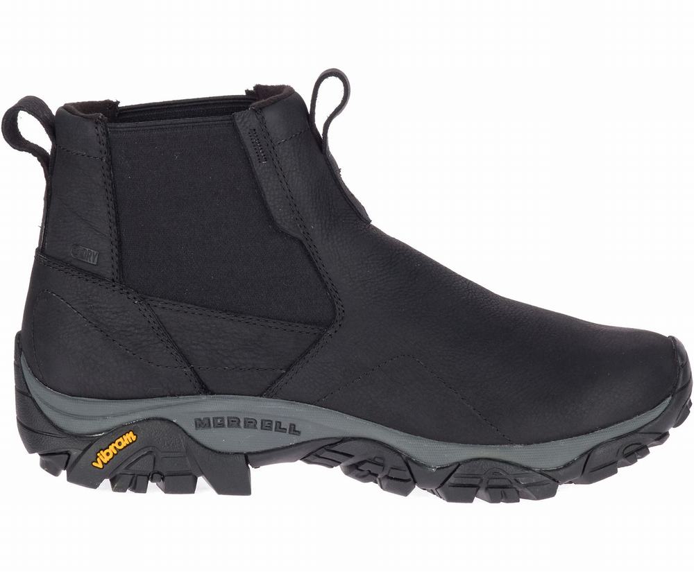 Merrell Men's Moab Adventure Chelsea Waterproof Wide Width Winter Boots - Black ZA 863VWDCJZ